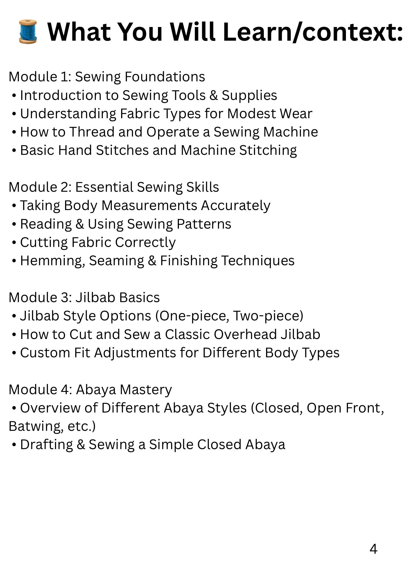 Seamless sewing course