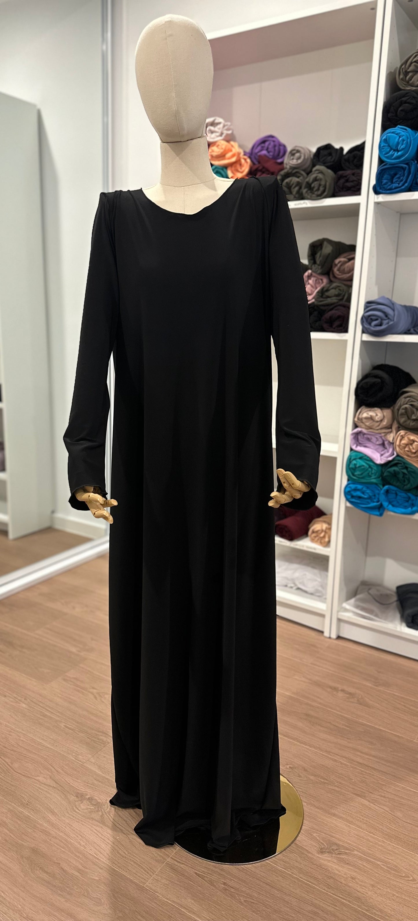 Jersey Dress with Sleeves Black
