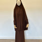 Jilbab with Skirt and Cap Set Chocolate 