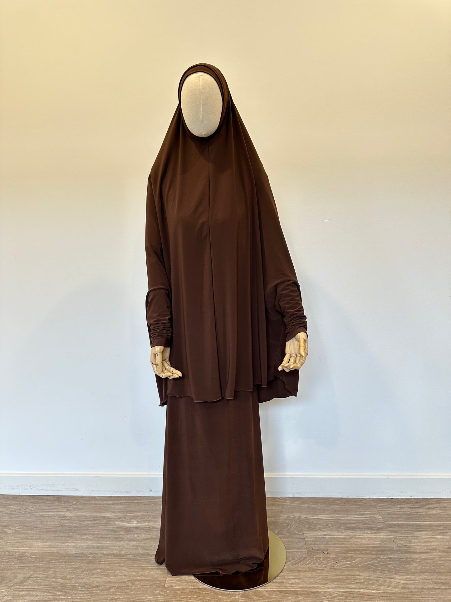 Jilbab with Skirt and Cap Set Chocolate 