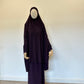 Jilbab with Skirt and Cap Set Eggplant