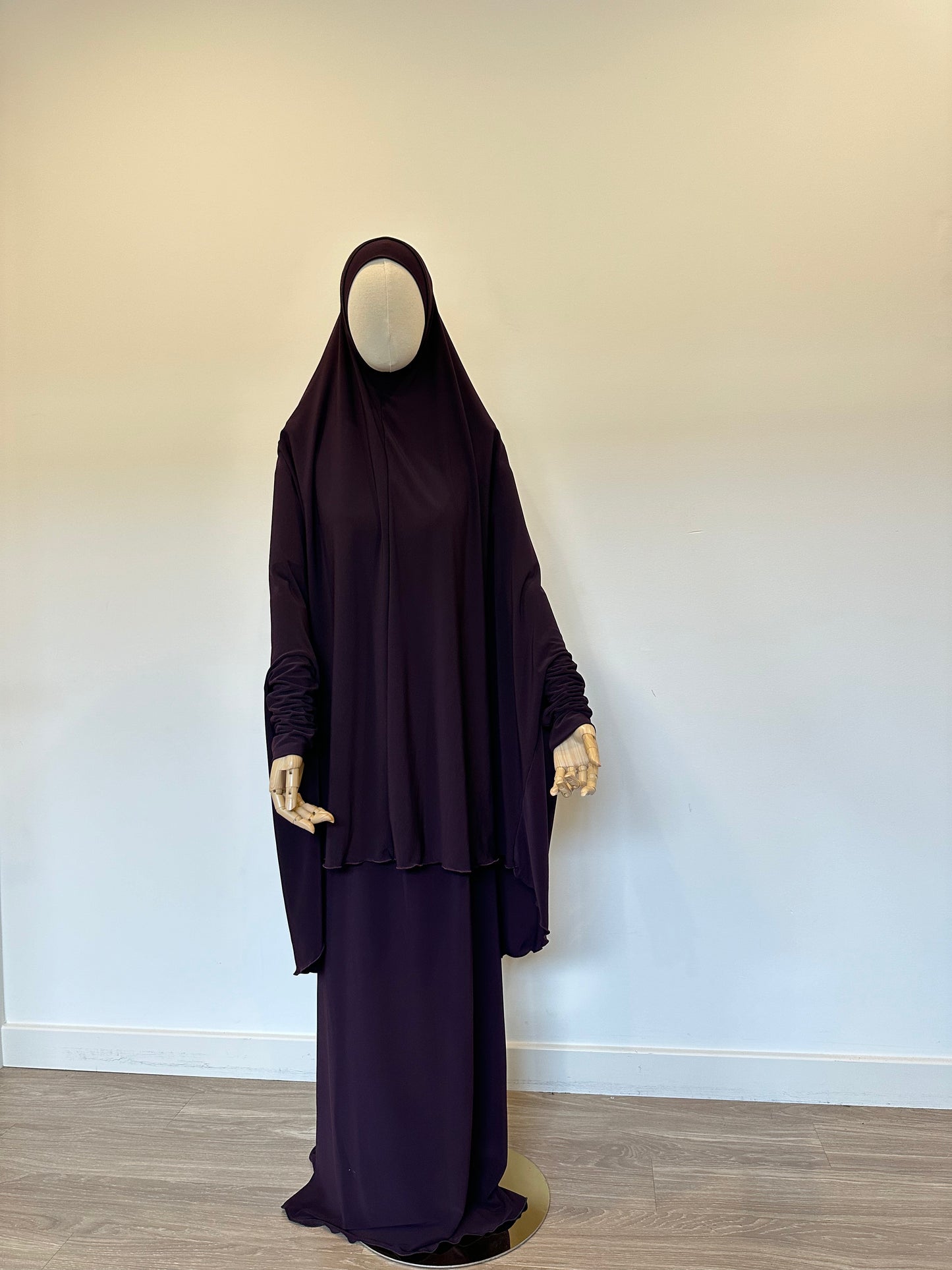 Jilbab with Skirt and Cap Set Eggplant